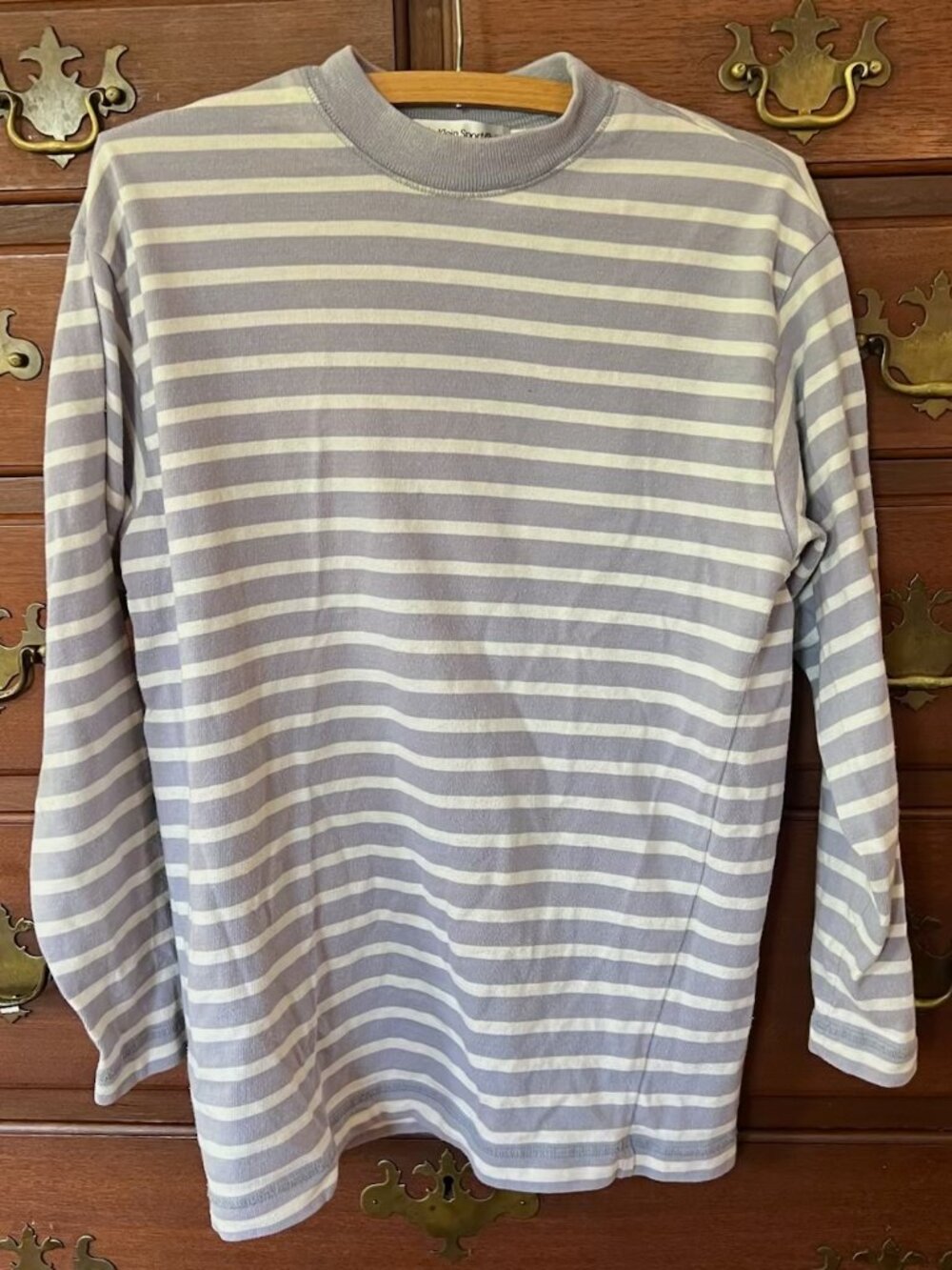 Vintage Calvin Klein Sport striped Mock Neck, Long Sleeve Top, size P